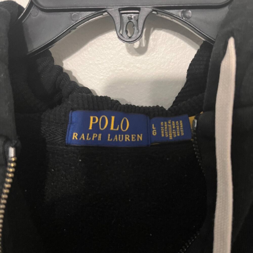 Polo Ralph Lauren Hoodie Men Large Black Red Pony Full Zip Sweatshirt Streetwear - Picture 3 of 7